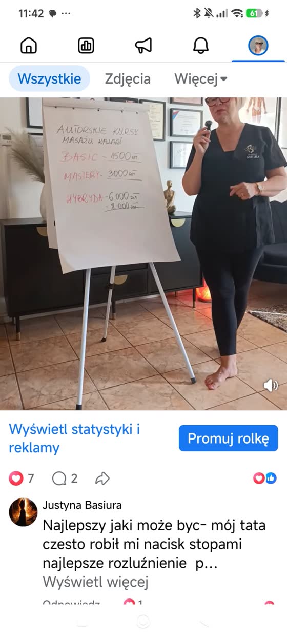 Komentarz na Facebooku pod nagraniem zabiegu: ulga po masażu stopami