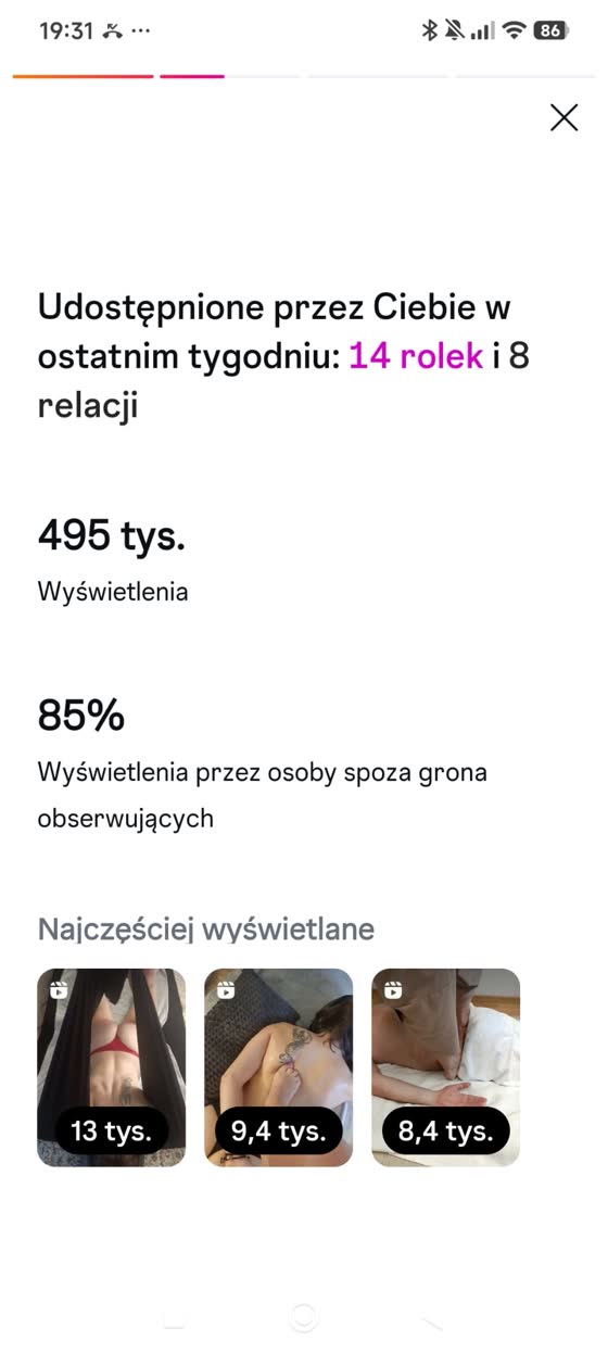 Statystyki tygodniowe Instagrama: 495 tysięcy wyświetleń